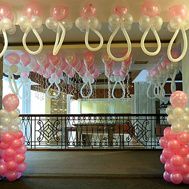 Baby Shower Decoration With Pink N White Balloons Gift Ballon